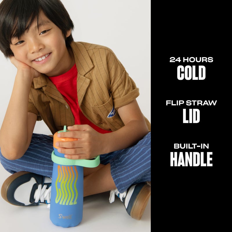 S'well Stainless Steel Kids Traveler with Flip Straw Lid, 16oz, Blue Chill, Triple Layered Vacuum Insulated Containers Keeps Drinks Cold for 24 Hours, BPA Free, Easy Carrying On the Go - Image 2