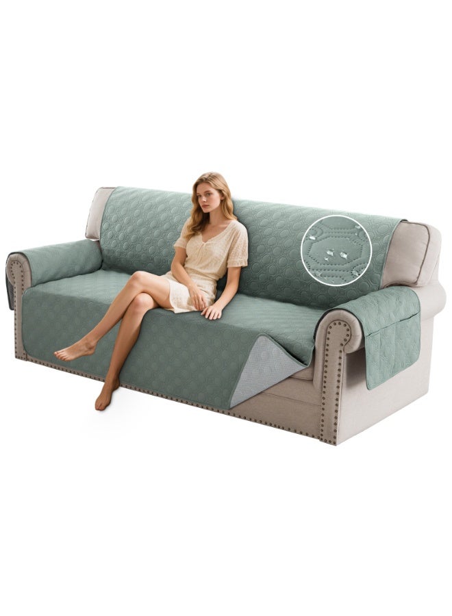 Bukela 100% Waterproof Couch Cover Thick Durable Sofa Slipcover with Storage Pocket Triple Nonslip Furniture Protector for Dogs, Children, Pets, Machine Washable (Sofa, Lily Pad) - Image 1