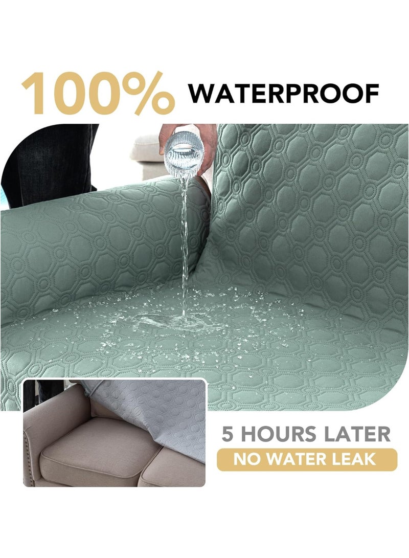 Bukela 100% Waterproof Couch Cover Thick Durable Sofa Slipcover with Storage Pocket Triple Nonslip Furniture Protector for Dogs, Children, Pets, Machine Washable (Sofa, Lily Pad) - Image 4