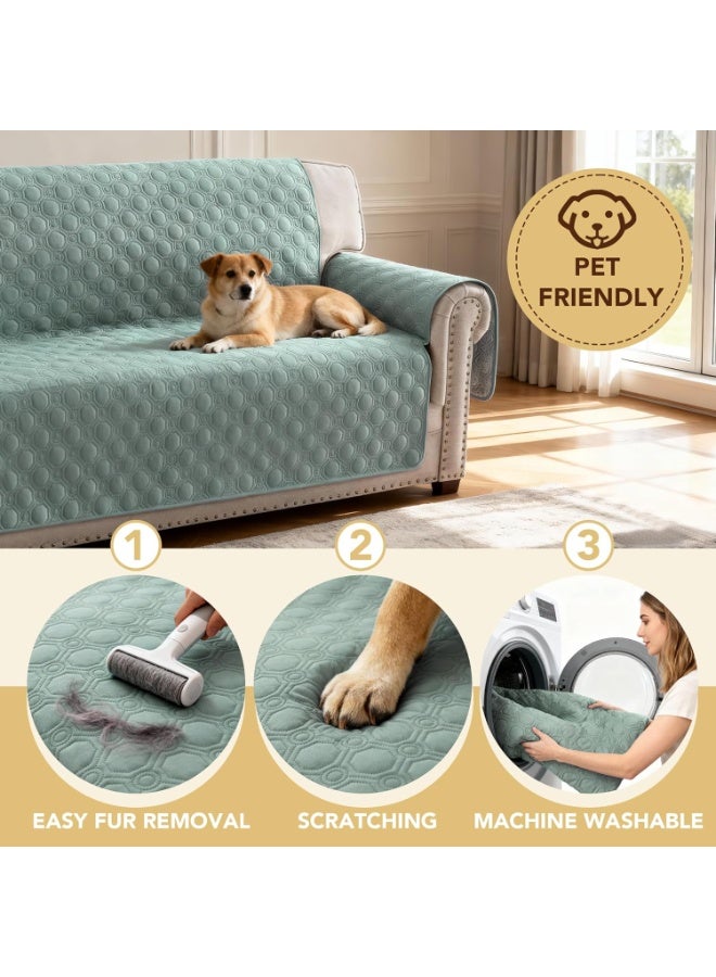 Bukela 100% Waterproof Couch Cover Thick Durable Sofa Slipcover with Storage Pocket Triple Nonslip Furniture Protector for Dogs, Children, Pets, Machine Washable (Sofa, Lily Pad) - Image 3