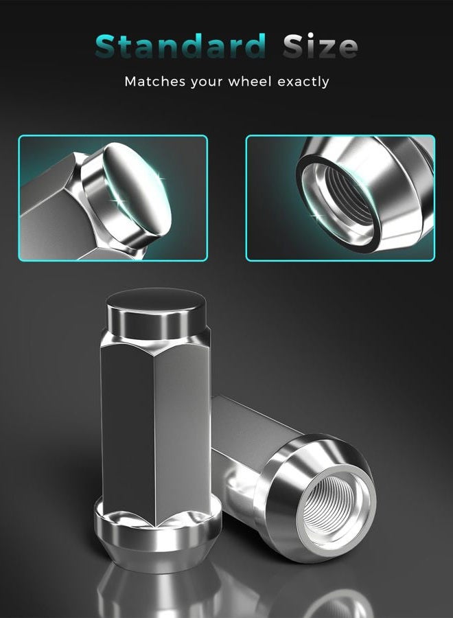 ZOFFI M14x1.5 Lug Nuts, Replacement for 1999-2020 Silverado 1500, 1999-2020 Acadia Sierra Yukon Aftermarket Wheel - 24pcs Chrome Closed End Bulge Acorn Lug Nuts - Image 4