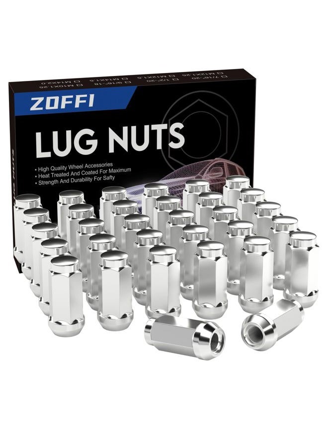 ZOFFI M14x1.5 Lug Nuts, Replacement for 1999-2020 Silverado 1500, 1999-2020 Acadia Sierra Yukon Aftermarket Wheel - 24pcs Chrome Closed End Bulge Acorn Lug Nuts - Image 1