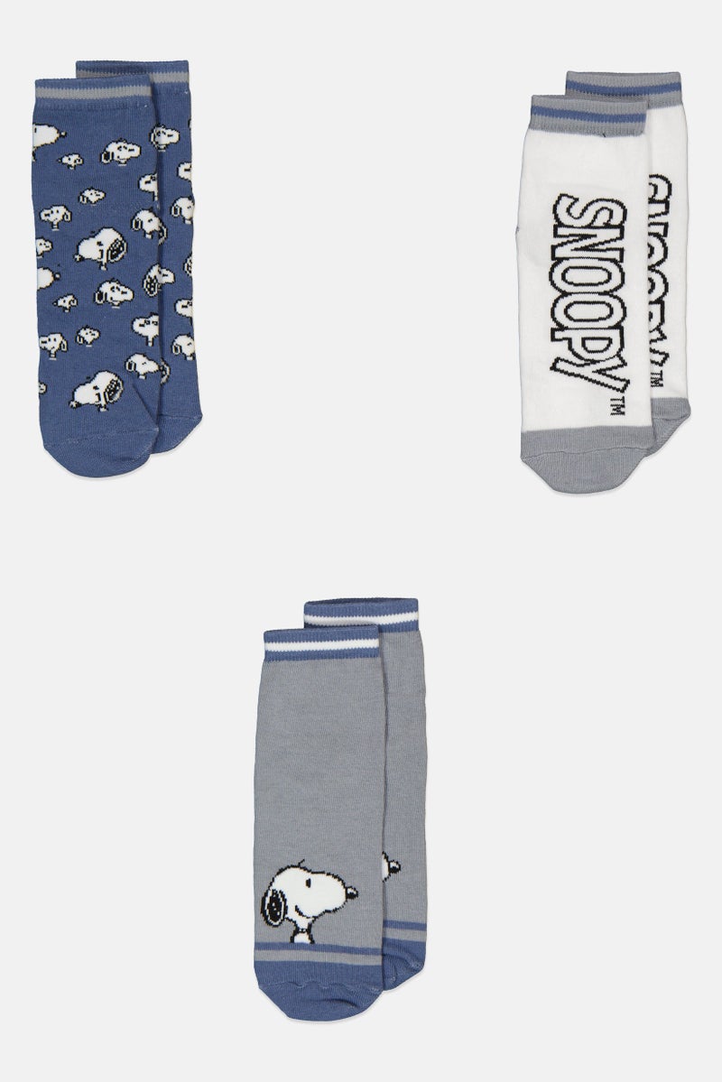 Peanuts Kids Boy 3 Pairs Graphic Pattern Ankle Socks, Multicolor  - Image 4