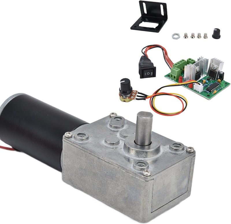 POCREATION DC12VGearMotorandPWMDriverKit, 20-400RPMMotorSeries, SpeedReductionMotorwith8mmDShaft(50RPM), GearedMotor - Image 1