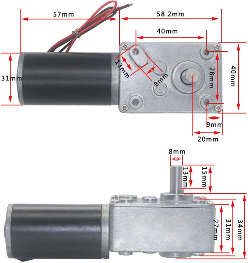POCREATION DC12VGearMotorandPWMDriverKit, 20-400RPMMotorSeries, SpeedReductionMotorwith8mmDShaft(50RPM), GearedMotor - Image 5