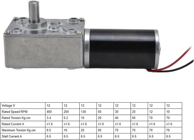 POCREATION DC12VGearMotorandPWMDriverKit, 20-400RPMMotorSeries, SpeedReductionMotorwith8mmDShaft(50RPM), GearedMotor - Image 4