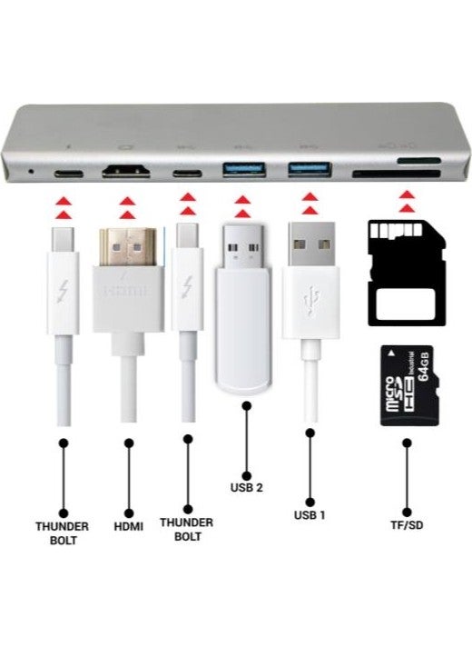 Taled - USB Type-C 7 In 1 Card Reader Converter Adapter 7 Port - Image 1