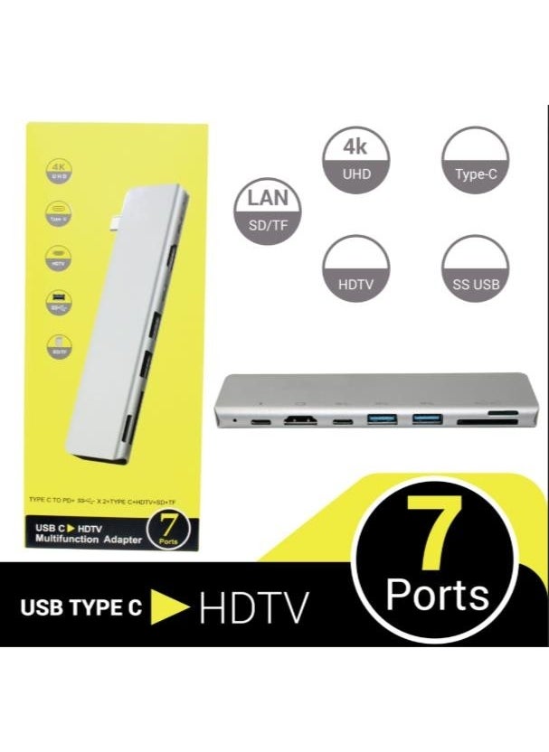 Taled - USB Type-C 7 In 1 Card Reader Converter Adapter 7 Port - Image 1