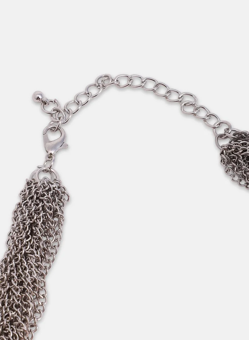SOHI Braided-Bead Statement Artificial Necklace Jewellery