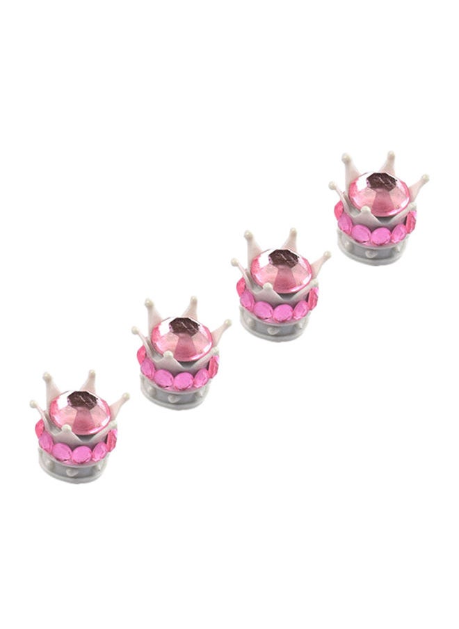 NIBEMINENT 4-Piece Silver Crown Diamond Tyre Valve Caps  - Image 1