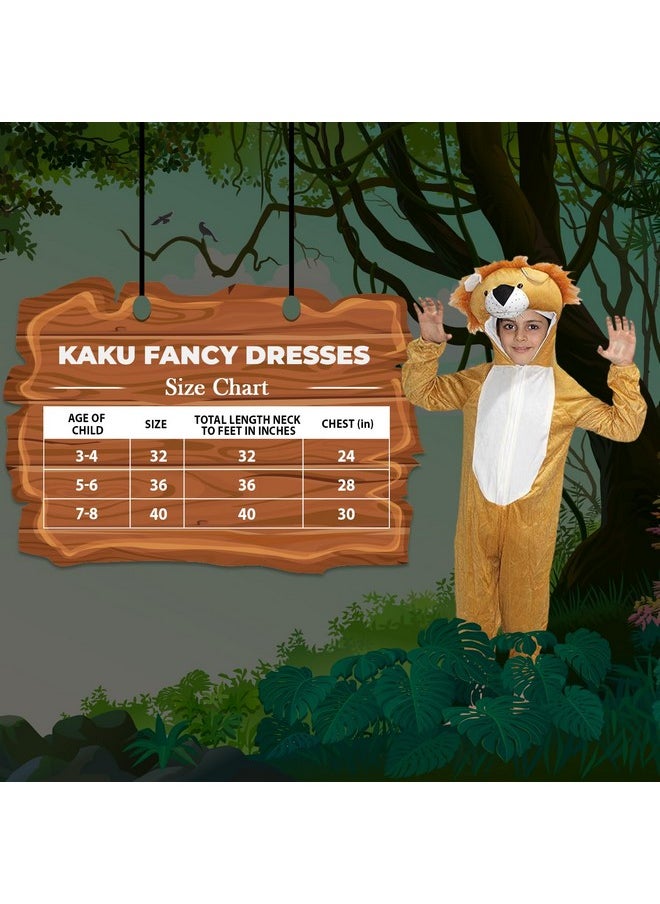 Kaku Fancy Dresses Kaku Fancy Dresses Fleece Lion Wild Animal Costume For Kids - Brown, 5-6 Years|Animal Fancy Dress For Boys & Girls  - Image 4