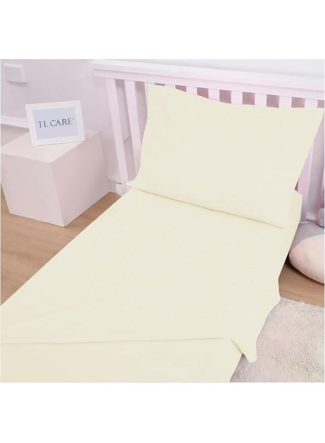 TL Care TL Care 100% Natural Jersey Cotton 3-Piece Toddler Sheet Set, Ecru, Soft Breathable, for Boys and Girls  - Image 4
