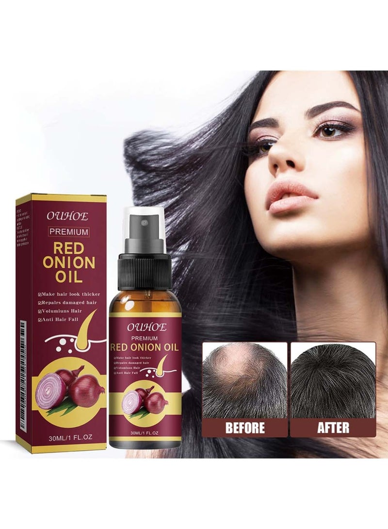 OUHOE Premium Red Onion Hair Oil，Onion Thickening Spray，Hair Oil with Onion Extract Onion Hair Growth Products for Men and Women Rapid Growth Anti-Hair Loss - Image 1