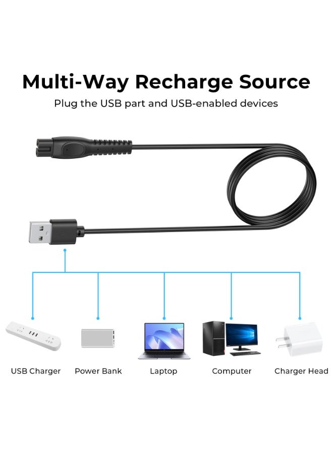 5V Charger Cord Compatible With Philips One Blade QP2824/QP2724/ QP2734/ QP2834/ QP4530/ QP1924/ QP4631/ S7887/ MG5910/ MG7910 Electric Trimmer and Shaver USB A Charging Shaver Cable - Image 5