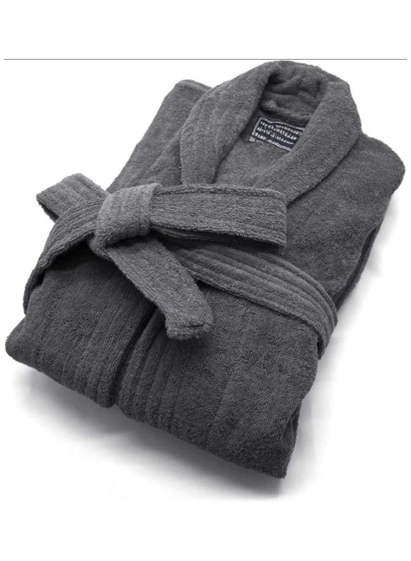GOLDEN GATE Unisex Bathrobe - 100% Cotton Super Soft Highly Absorbent Lightweight Bathrobes for Women & Men - Ideal for Everyday Comfort & Relaxation Grey 