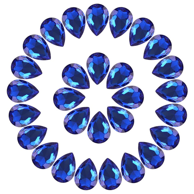 Teardrop Rhinestones 100Pcs Royal Blue Point Back Glass Rhinestones for Crafts Jewelry Making13x18mm