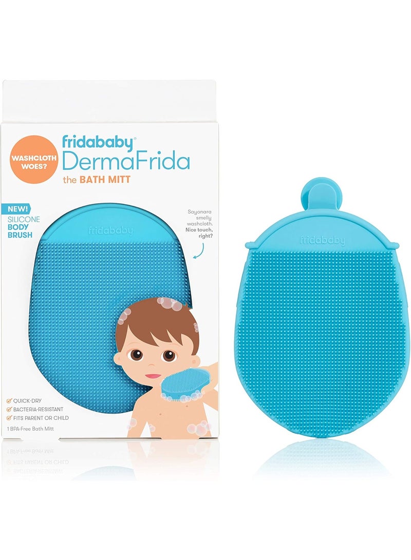 erorex Frida Baby DermaFrida The Bath Mitt | 2-in-1 Silicone Body Brush for Kids & Adults | Quick-Dry & Bacteria-Resistant | BPA-Free - Image 1