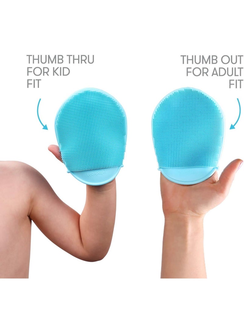 erorex Frida Baby DermaFrida The Bath Mitt | 2-in-1 Silicone Body Brush for Kids & Adults | Quick-Dry & Bacteria-Resistant | BPA-Free - Image 2