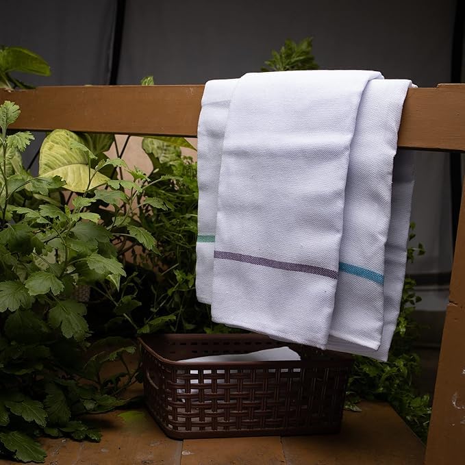 YATTA Traditional Thorthu Kerala Towel Cotton Large Size | Pack of 2 | Size - 51 inch | End Stitched Thorth | Kerala Thorthu White Cotton Towels for Bath | Light Weight, Quick Dry | 130gsm - Image 2
