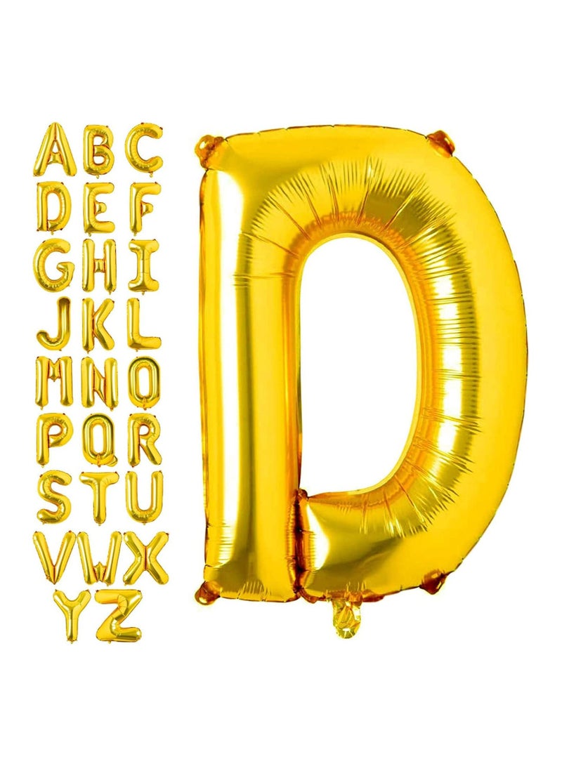 جولد إيدج بالونات هيليوم من رقائق معدنية على شكل حرف D ذهبي عملاق مقاس 32 بوصة، بالون مايلر كبير واحد، مستلزمات تزيين حفلات أعياد الميلاد وحفلات استقبال المولود (ذهبي D) - Image 1