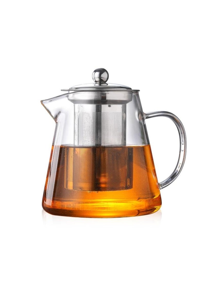 BERAM Glass Teapot with Removable 18/8 Stainless Steel Infuser – 550ml Borosilicate Glass Tea Kettle with Flat Base, Stovetop Safe, Handcrafted Loose Leaf Tea Brewer for Home or Office