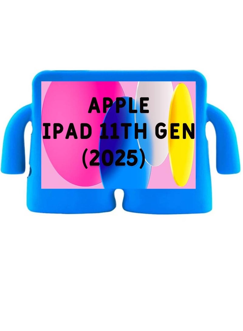 جراب ثلاثي الأبعاد لطيف للأطفال مقاوم للصدمات مصنوع من إسفنج EVA لجهاز Apple iPad 11th Gen، مقاس 11 بوصة 2025 أزرق