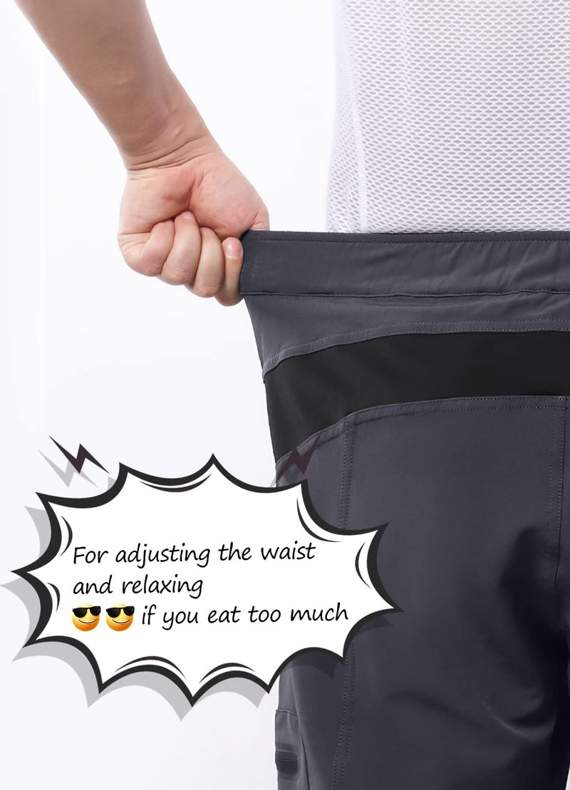 BERGRISAR Men's Cycling Shorts Loose Fit Mountain Bike Shorts with 6 Pockets Grey Large - Image 3