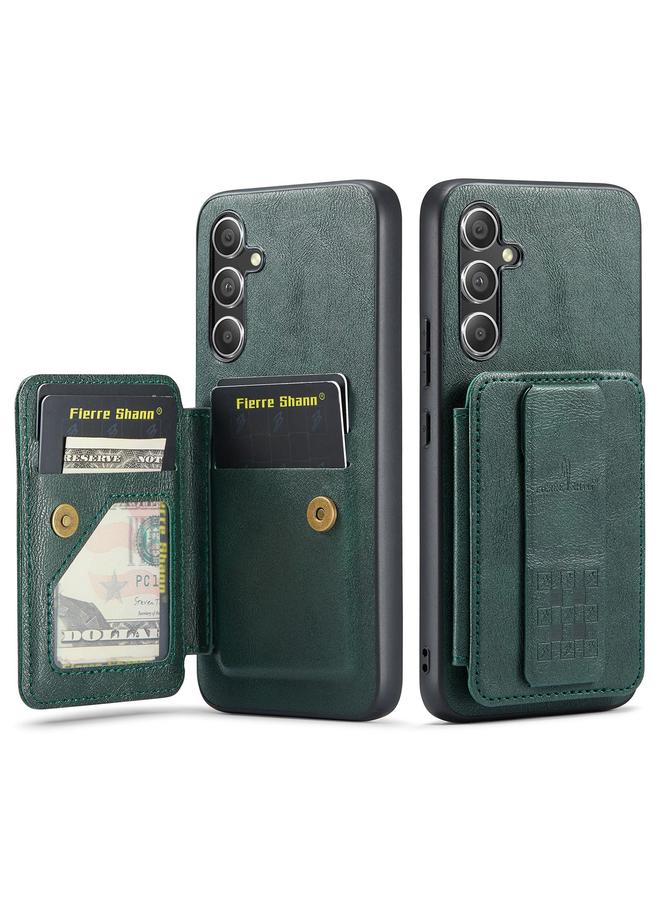 The Bros Case For Samsung Galaxy S25+ 5G Fierre Shann FS-024 Oil Wax Cow Leather Card Holder Back Phone Case