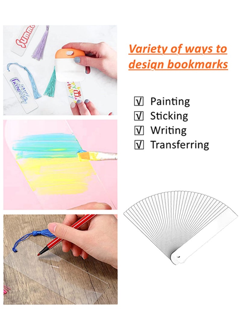 Chabeia 30PCS Acrylic Bookmark Blanks, Clear Acrylic Craft Bookmarks with 30PCS Colorful Tassels, Transparent Rectangle Bookmarks Bulk for DIY Crafts Hanging Tag Gift Tag Price Tags （Rectangle） - Image 4