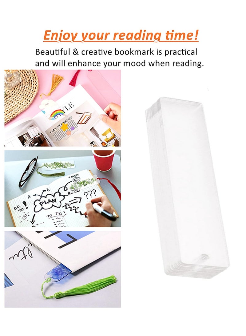 Chabeia 30PCS Acrylic Bookmark Blanks, Clear Acrylic Craft Bookmarks with 30PCS Colorful Tassels, Transparent Rectangle Bookmarks Bulk for DIY Crafts Hanging Tag Gift Tag Price Tags （Rectangle） - Image 5