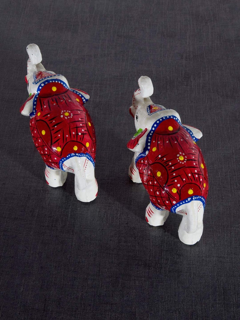 DreamKraft Handcrafted Paper Mache Elephant Showpiece for Home, Festive Gifting, Housewarming Present Decoration Standard, White, 2 Piece., Cultural, Artistic, Nature-Inspired - Image 2
