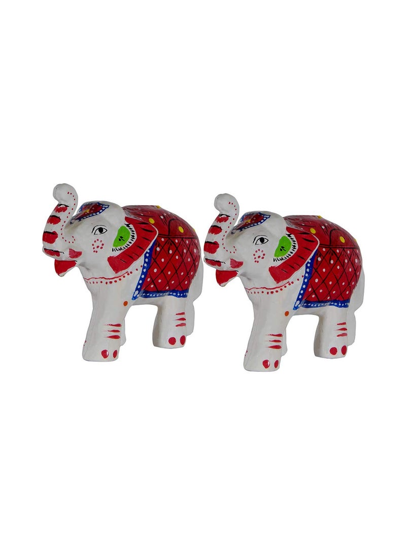 DreamKraft Handcrafted Paper Mache Elephant Showpiece for Home, Festive Gifting, Housewarming Present Decoration Standard, White, 2 Piece., Cultural, Artistic, Nature-Inspired - Image 4