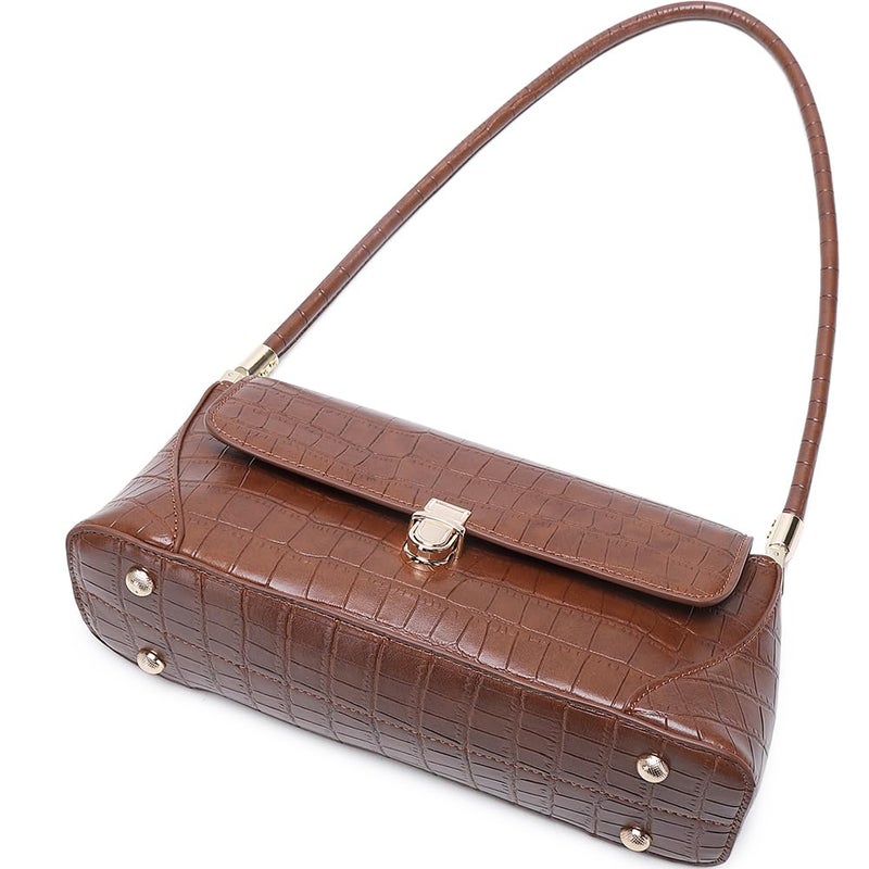 WSRYDJDL Shoulder Bags for Women Vintage Handbag Retro Classic Small Purse Cute Hobo Tote Handbag Mini Clutch Purse (Crocodile-Coffee) - Image 4