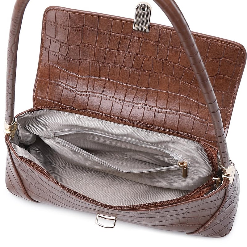 WSRYDJDL Shoulder Bags for Women Vintage Handbag Retro Classic Small Purse Cute Hobo Tote Handbag Mini Clutch Purse (Crocodile-Coffee) - Image 5