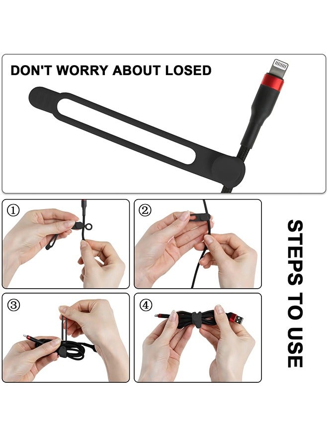 Loquat 24Pcs Silicone Cable Straps Cord Organizer for Bundling Earphone, Phone Charger, Computer Cords, Reusable Cable Ties Wire Organizer in Home,Office,Kitchen,School (4 Colors) - Image 3