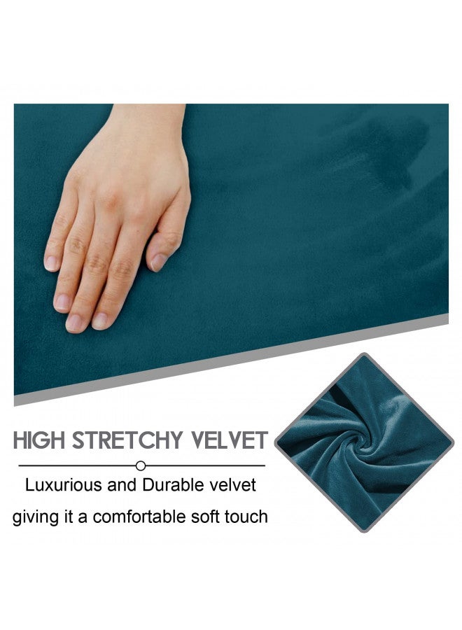 ULTICOR Extra Wide 75" - 100", Reclining 2 Seater Sofa, Extra Wide Reclining Love Seat Slipcover, 6-Piece Velvet Stretch, Reclining Sofa Covers, Thick, Soft, Washable (Deep Teal) - Image 4