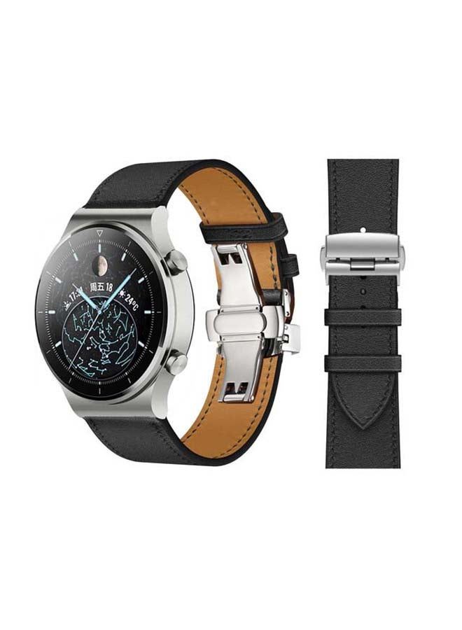 Genuine Leather Replacement Band For Huawei Watch GT2 Pro 22mm Black