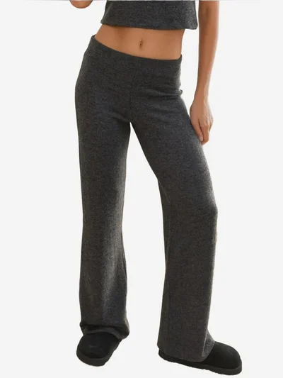 HICCUP Elastic Waist Soft Textured Knitted Pants