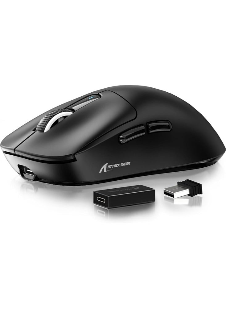 Attack Shark - X3PRO 4K/8K Lightweight Wireless Gaming Mouse with Tri-Mode(Wired/2.4GHz/BT),PAW3395 Optical Sensor,26K DPI,Kailh GM8.0 Switch,Long Battery,7 Buttons for PC/Laptop/Win/Mac(Black) - Image 1