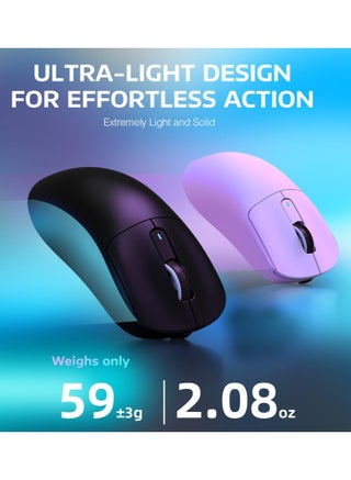 ماوس ألعاب لاسلكي خفيف الوزن X3PRO 4K/8K مع وضع ثلاثي (سلكي/2.4 جيجا هرتز/بلوتوث)، مستشعر بصري PAW3395، 26 ألف نقطة في البوصة، مفتاح Kailh GM8.0، بطارية طويلة، 7 أزرار للكمبيوتر الشخصي/الكمبيوتر المحمول/ويندوز/ماك (أسود) - view 4