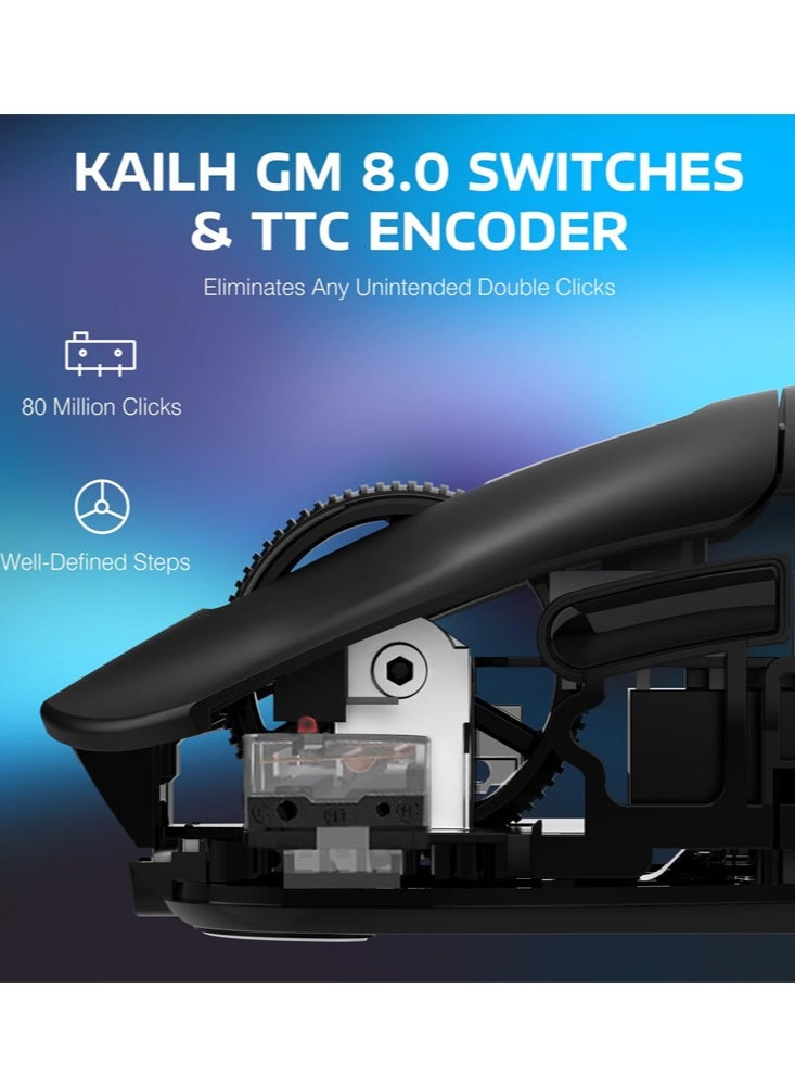 Attack Shark - X3PRO 4K/8K Lightweight Wireless Gaming Mouse with Tri-Mode(Wired/2.4GHz/BT),PAW3395 Optical Sensor,26K DPI,Kailh GM8.0 Switch,Long Battery,7 Buttons for PC/Laptop/Win/Mac(Black) - Image 1
