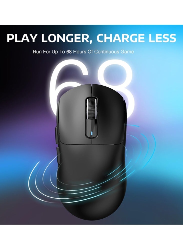 Attack Shark - X3PRO 4K/8K Lightweight Wireless Gaming Mouse with Tri-Mode(Wired/2.4GHz/BT),PAW3395 Optical Sensor,26K DPI,Kailh GM8.0 Switch,Long Battery,7 Buttons for PC/Laptop/Win/Mac(Black) - Image 1