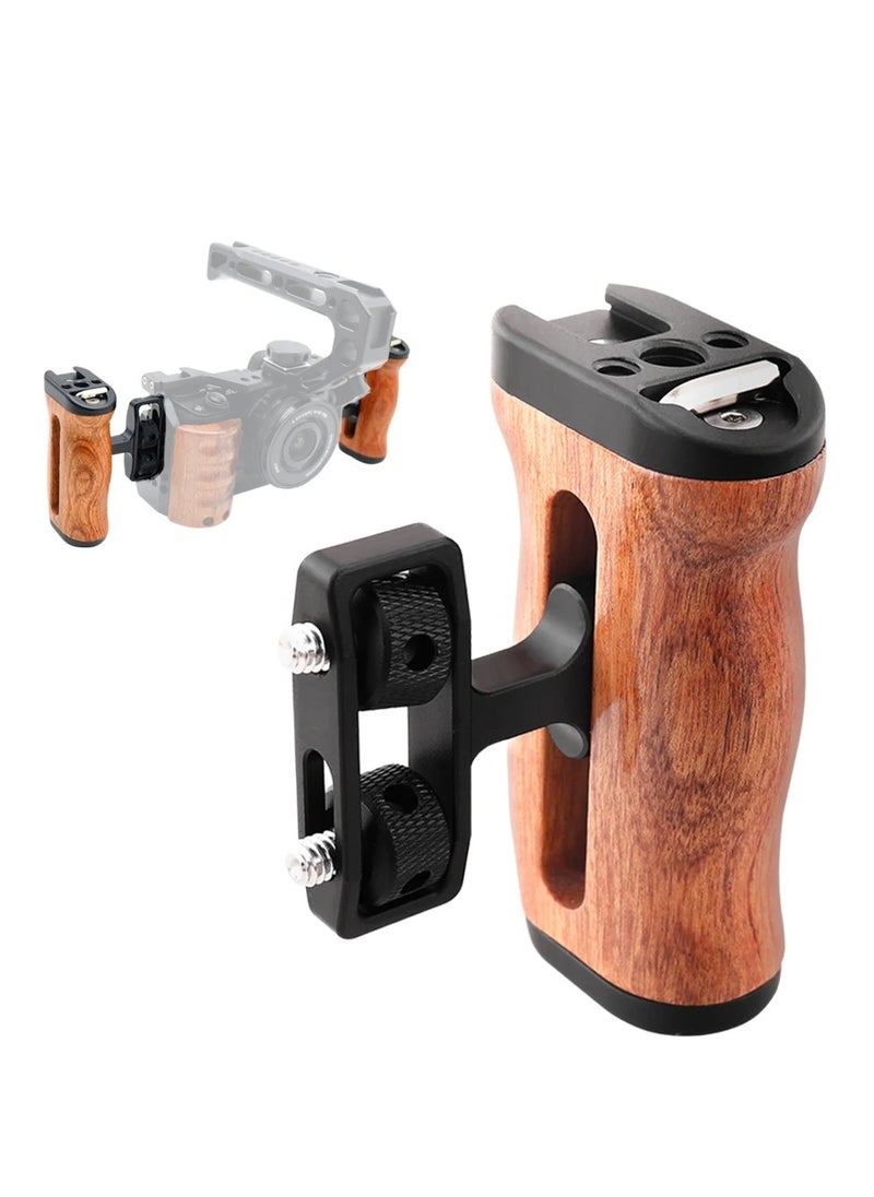 Generic Universal Camera Cage Left Right Side Handle For Sony Canon Nikon Camera Cage Wooden Handle Grip Cold Shoe For Mic Video Light  - Image 2