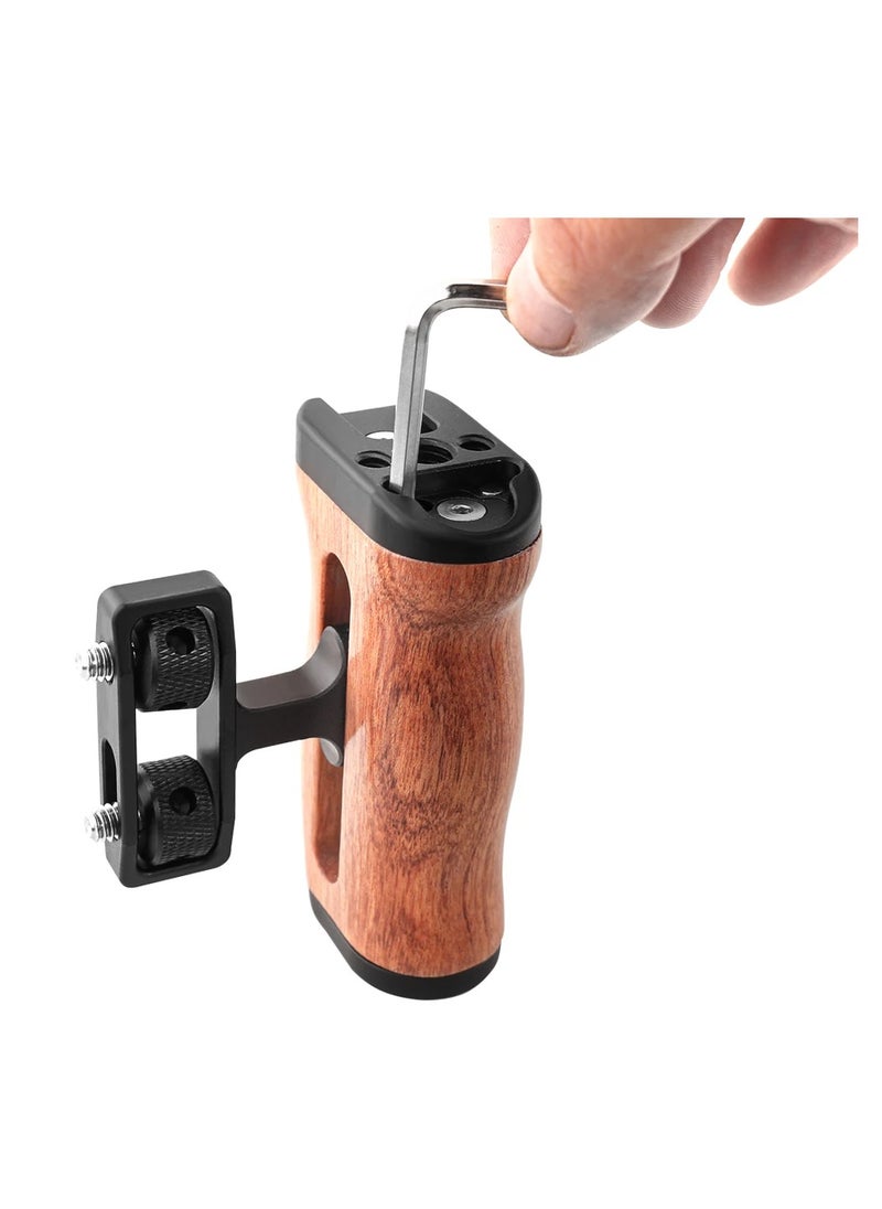 Generic Universal Camera Cage Left Right Side Handle For Sony Canon Nikon Camera Cage Wooden Handle Grip Cold Shoe For Mic Video Light  - Image 3