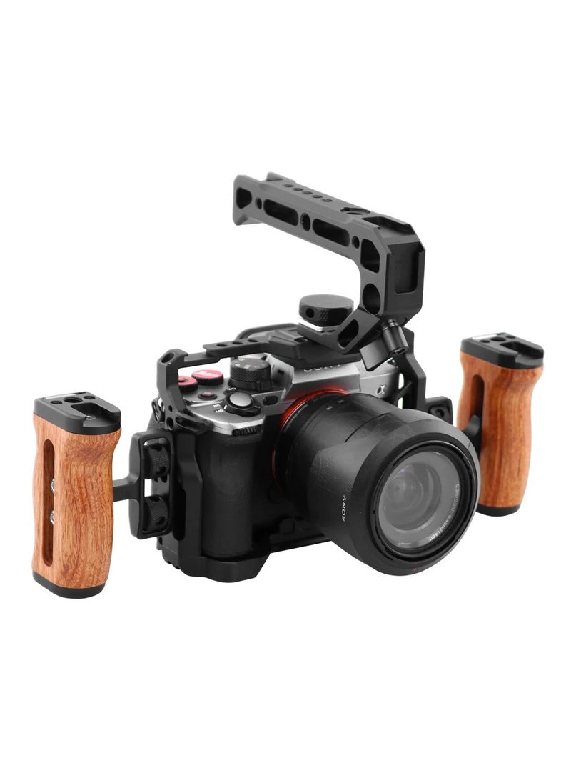 Generic Universal Camera Cage Left Right Side Handle For Sony Canon Nikon Camera Cage Wooden Handle Grip Cold Shoe For Mic Video Light  - Image 5