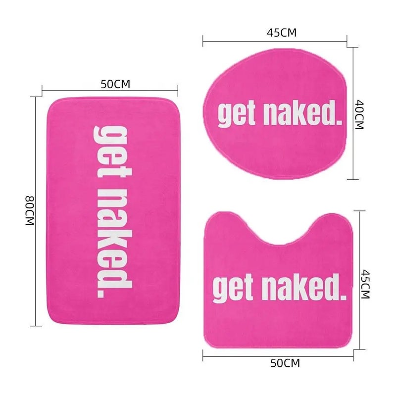 Y&D Get Naked Bath Rug Set 4 PCS Shower Curtain and Bathroom Mat Set for Bath Tub - Image 2