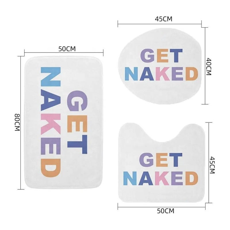 Y&D Get Naked Bath Rug Set 4 PCS Shower Curtain and Bathroom Mat Set for Bath Tub - Image 4