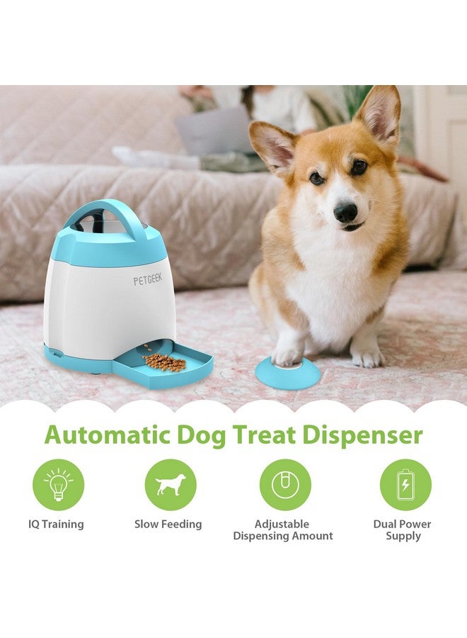 PETGEEK Automatic Dog Treat Dispenser, Interactive Toys Treat Dispensing for IQ Training, Electronic Pet Puzzle Toys with Remote Control, Pet Toys to Keep Them Busy Dual Power Supply, Blue Color - Image 1