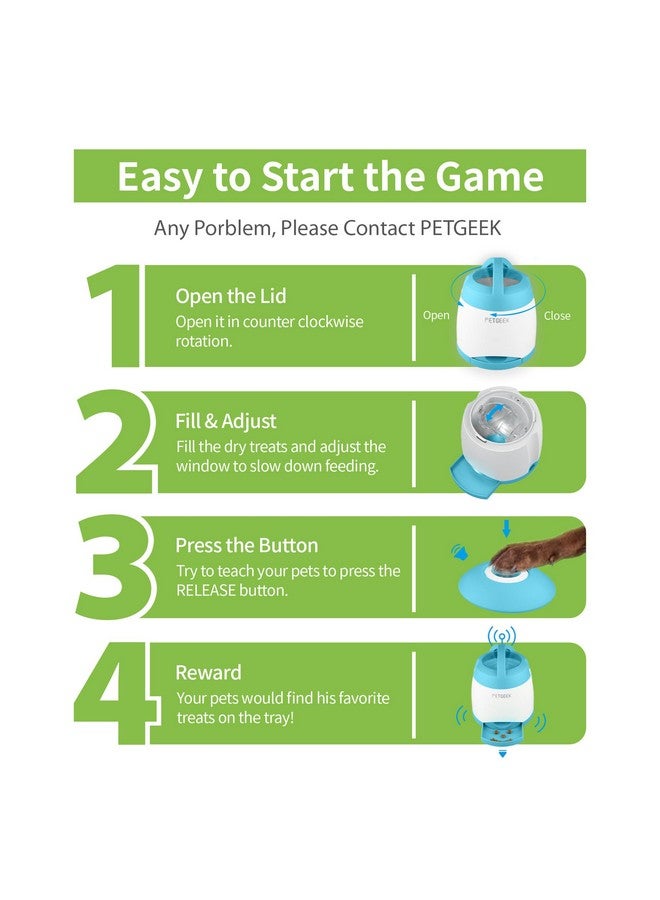 PETGEEK Automatic Dog Treat Dispenser, Interactive Toys Treat Dispensing for IQ Training, Electronic Pet Puzzle Toys with Remote Control, Pet Toys to Keep Them Busy Dual Power Supply, Blue Color - Image 2