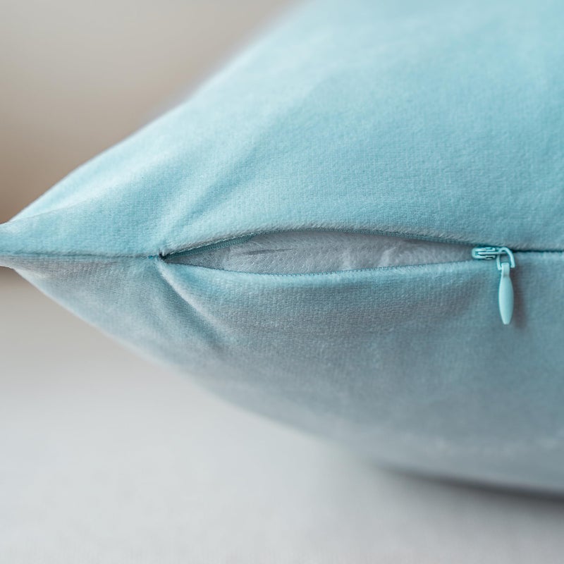 NiNi ALL Decorative Throw Pillow Covers Pack of 2, Velvet Throw Pillow Cases for Couch Pillows Cover Bedroom Living Room Outdoor Pillow Covers 18x18 Inch Baby Blue - Image 5